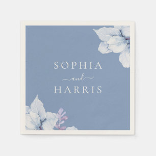 Elegant Blue Floral Wedding Reception Napkin