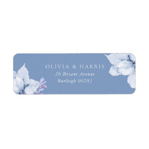 Elegant Blue Floral Wedding Return Address Label