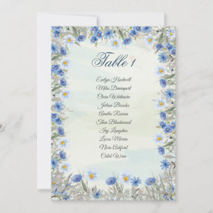Elegant Blue Floral Wedding Seating Chart Card