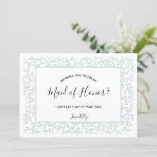 Elegant Blue Floral will be my bridesmaid Invitati Invitation
