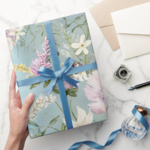 Elegant Blue Floral Wrapping Paper