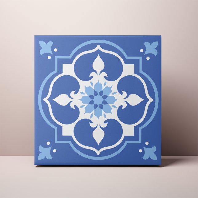 Elegant Blue Flower Accent Azulejo Ceramic Tile (Creator Uploaded)