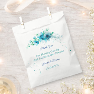 Elegant Blue Flower Custom Wedding Favour Bag