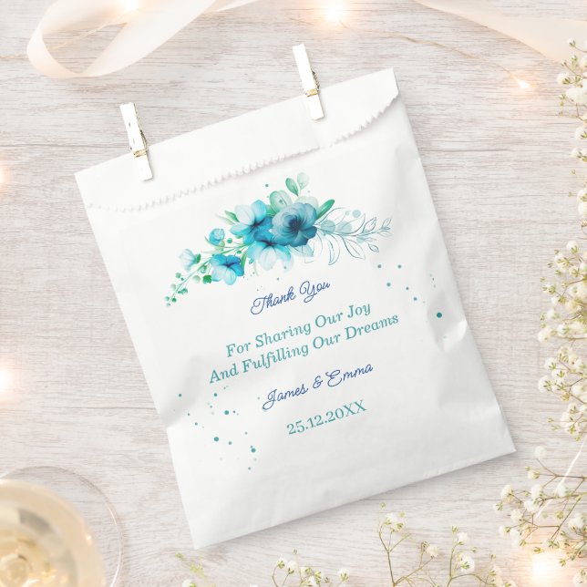 Elegant Blue Flower Custom Wedding Favour Bag (Clipped)