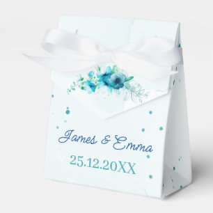 Elegant Blue Flower Customised Wedding Favour Box