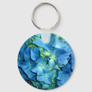 Elegant blue flower floral hydrangea key ring