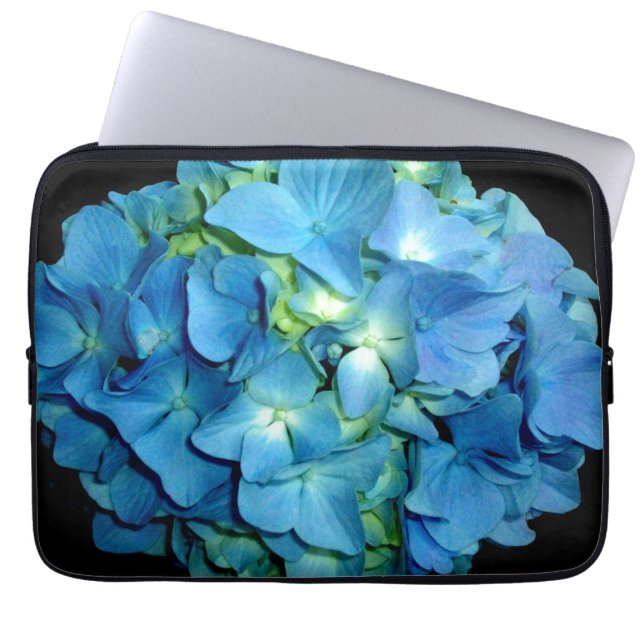 Elegant blue flower floral hydrangea   laptop sleeve (Front)