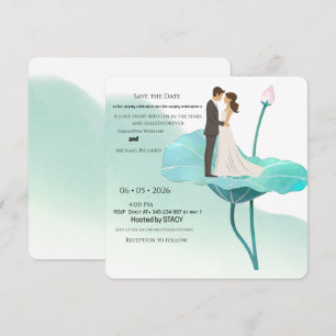 Elegant Blue Flower Wedding Card – Perfect for Mod