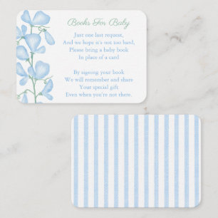Elegant Blue Flowers Baby Boy Shower Bring A Book Enclosure Card