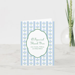 Elegant Blue Flowers Baby Shower Thank You Card