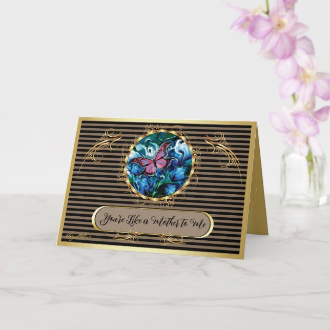 Elegant Blue Flowers & Butterfly Mother's Day Card (Orchid)