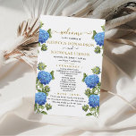 Elegant Blue Flowers Calligraphy Wedding Program<br><div class="desc">itinerary weddings,  ceremony programs,  wedding programs,  wedding vow renewal program templates,  example of wedding program,  wedding program template</div>