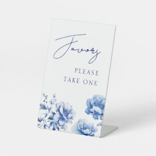 Elegant Blue Flowers Favours Pedestal Sign