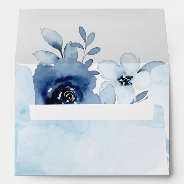 Elegant Blue Flowers It's A Boy Baby Shower Envelope (Back (Bottom))