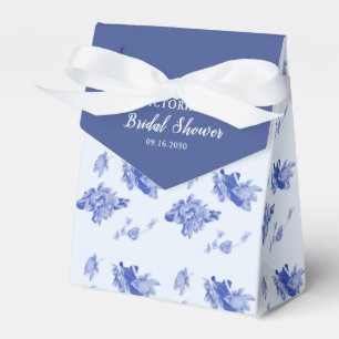 Elegant Blue Flowers Modern Retro Chinoiserie Favour Box