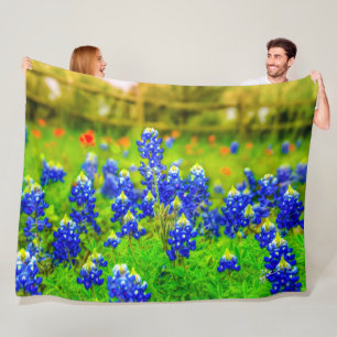 Elegant Blue Flowers Texas Bluebonnets Modern Fleece Blanket