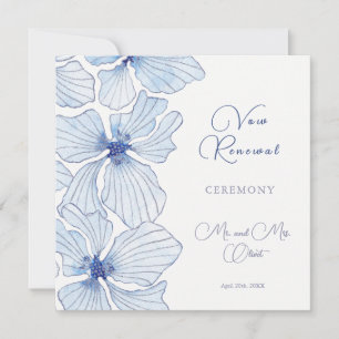Elegant Blue Flowers Vow Renewal Invitation