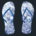 Elegant Blue Flowers Wedding Bride Tribe Gift Thongs<br><div class="desc">The design features a delightful array of lotus flowers and butterflies, rendered in a blue and white colour scheme that evokes the elegant beauty of chinoiserie chic, reminiscent of the classic blue willow pattern. Add your text to easily make your own beautiful and memorable gifts for wedding party members: bride,...</div>