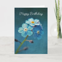Elegant Blue Forget-me-nots Flowers Happy Birthday