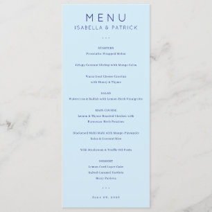 Elegant Blue Formal Menu