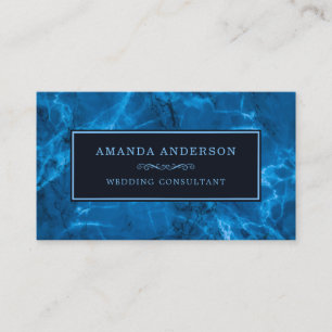 Elegant Blue Frame and Marble Business Card