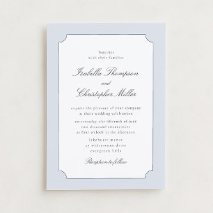 Elegant Blue Frame Classic Wedding Invitation  Kró