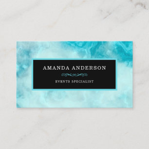 Elegant Blue Frame on Blue Marble Business Card
