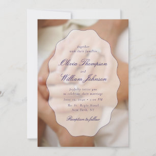 Elegant Blue Frame Photo Wedding Invitation