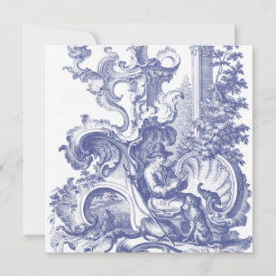 Elegant Blue French Baroque Toile Invitation