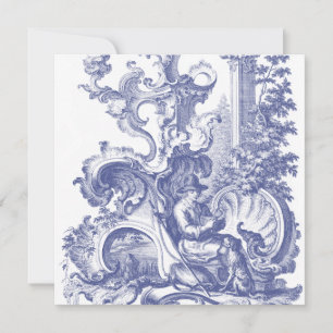 Elegant Blue French Baroque Toile Invitation