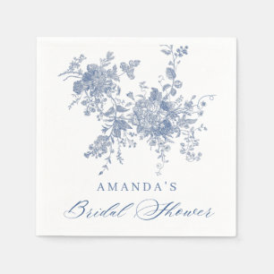 Elegant Blue French Garden Floral Bridal Shower Napkin