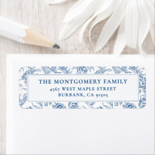 Elegant Blue French Toile de Jouy Return Address Label