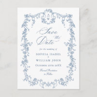 Elegant Blue French Toile Wedding Save the Date