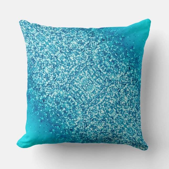 Elegant Blue Frost Sparkle Throw Pillow 2 (Front)