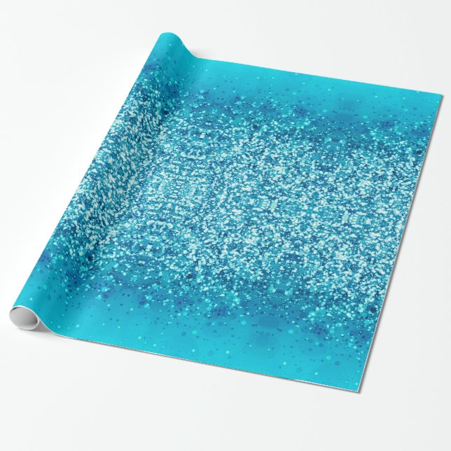 Elegant Blue Frost Sparkle Wrapping Paper (Unrolled)