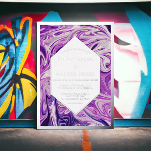 Elegant Blue Galaxy Abstract Art Wedding Silver