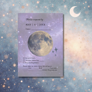 elegant blue galaxy sky moon wedding Response Card