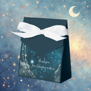 elegant blue galaxy sky wedding favour box