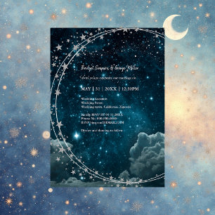 elegant blue galaxy sky wedding Flat Card
