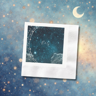 elegant blue galaxy sky wedding napkin