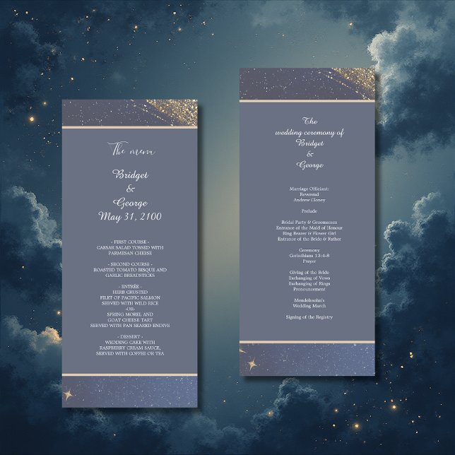 elegant blue galaxy sky wedding  program (Creator Uploaded)