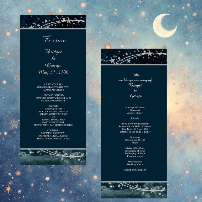 elegant blue galaxy sky wedding  program (Creator Uploaded)