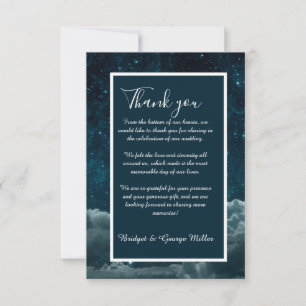 elegant blue galaxy sky wedding  thank you card