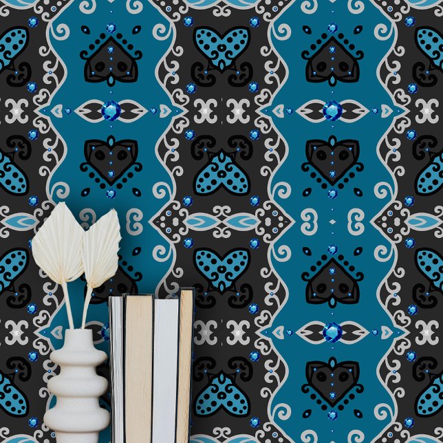 Elegant Blue Gemstones on Teal Grey Black Wallpaper (Creator Uploaded)