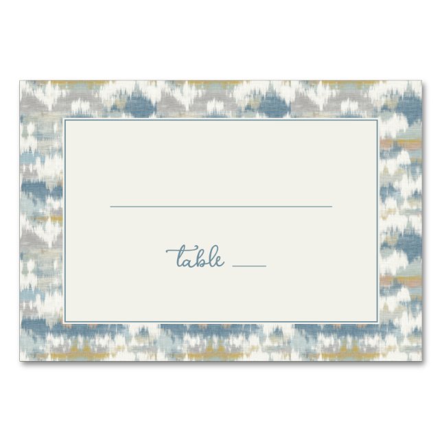 Elegant Blue Geometric Table Number (Front)