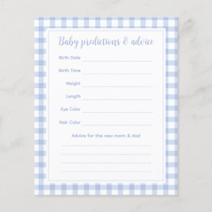 Elegant Blue Gingham Boy Baby Shower Guessing Game