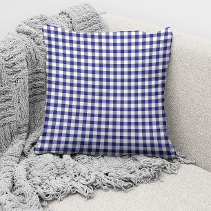 Elegant Blue Gingham Checks Pattern Cushion