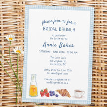 Elegant Blue Gingham Picnic Brunch Bridal Shower
