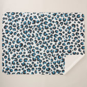 Elegant Blue Glitter Black Leopard Animal Print Sherpa Blanket (Front (Horizontal))