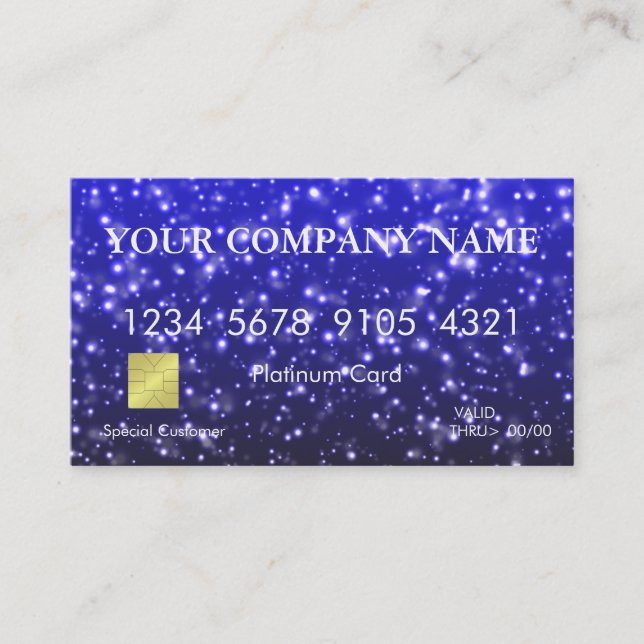 Elegant Blue Glitter Credit Card (Front)